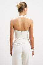 Effortless Tailored Halter Bodice Top - White