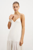 Flowing Dropped Waist Maxi Dress - Cream