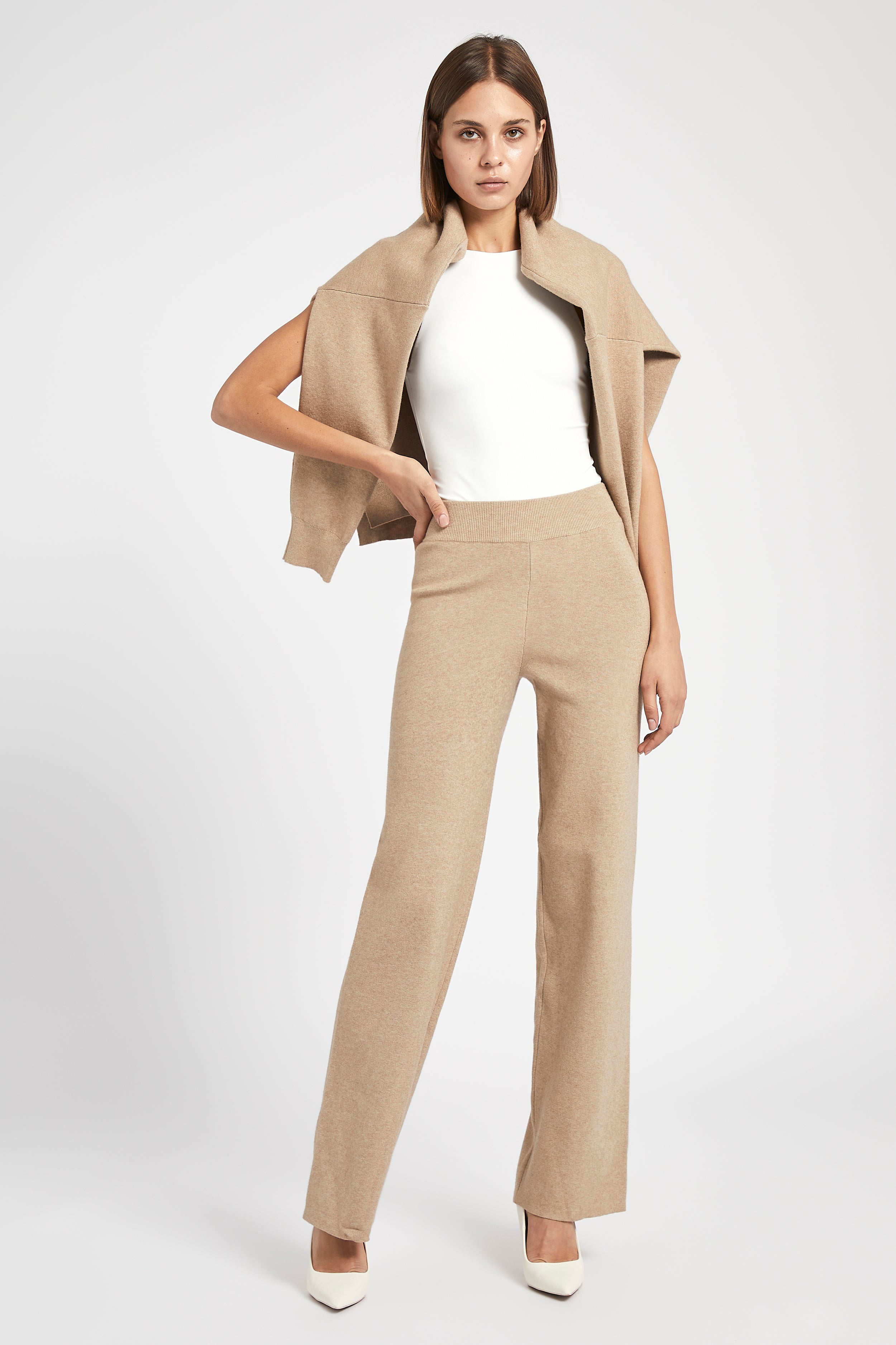 Slouchy Lounge Knit Trousers - Birch