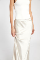 Satin Slip Midi Skirt - Champagne