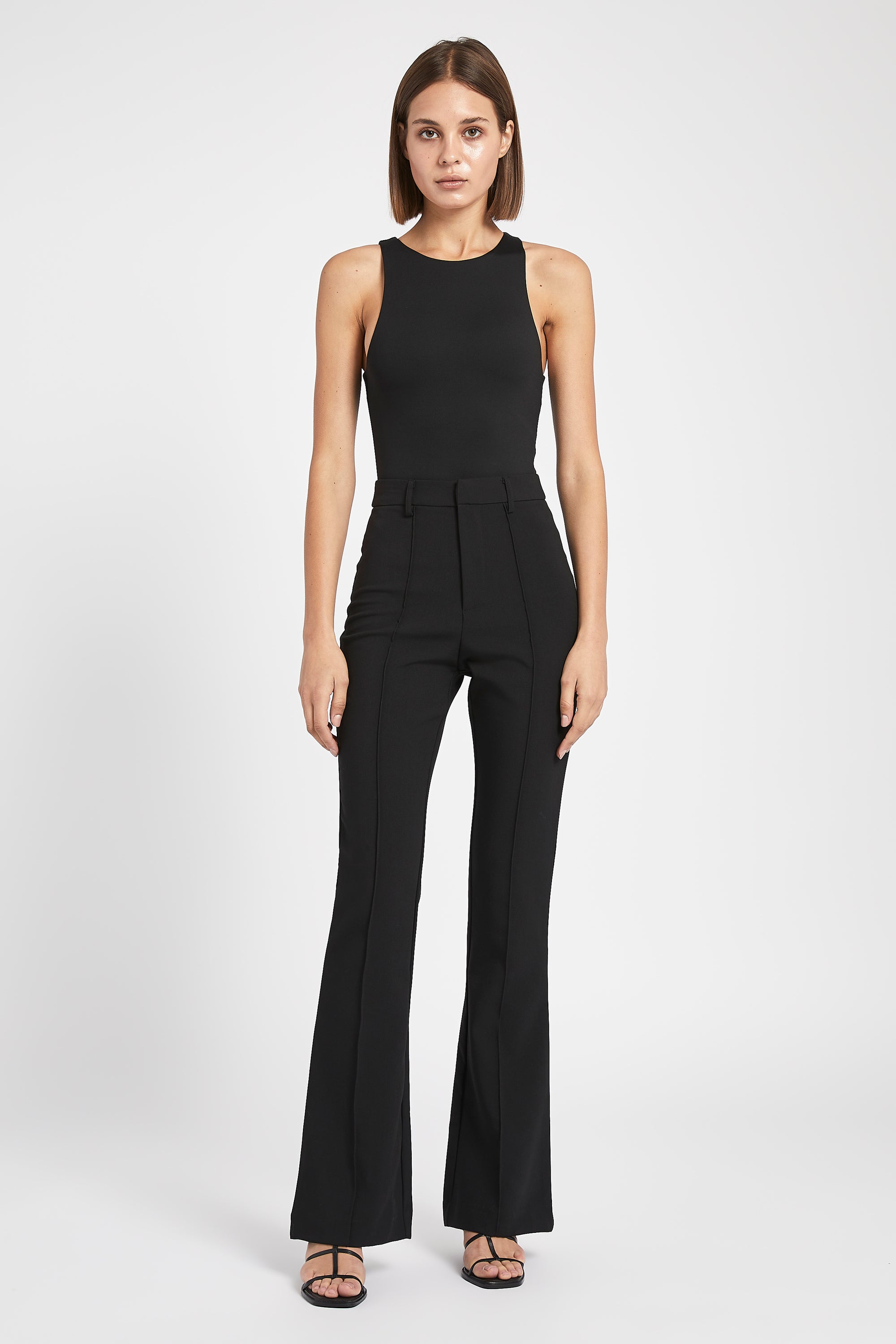 Wide Leg Suit Trousers - Black