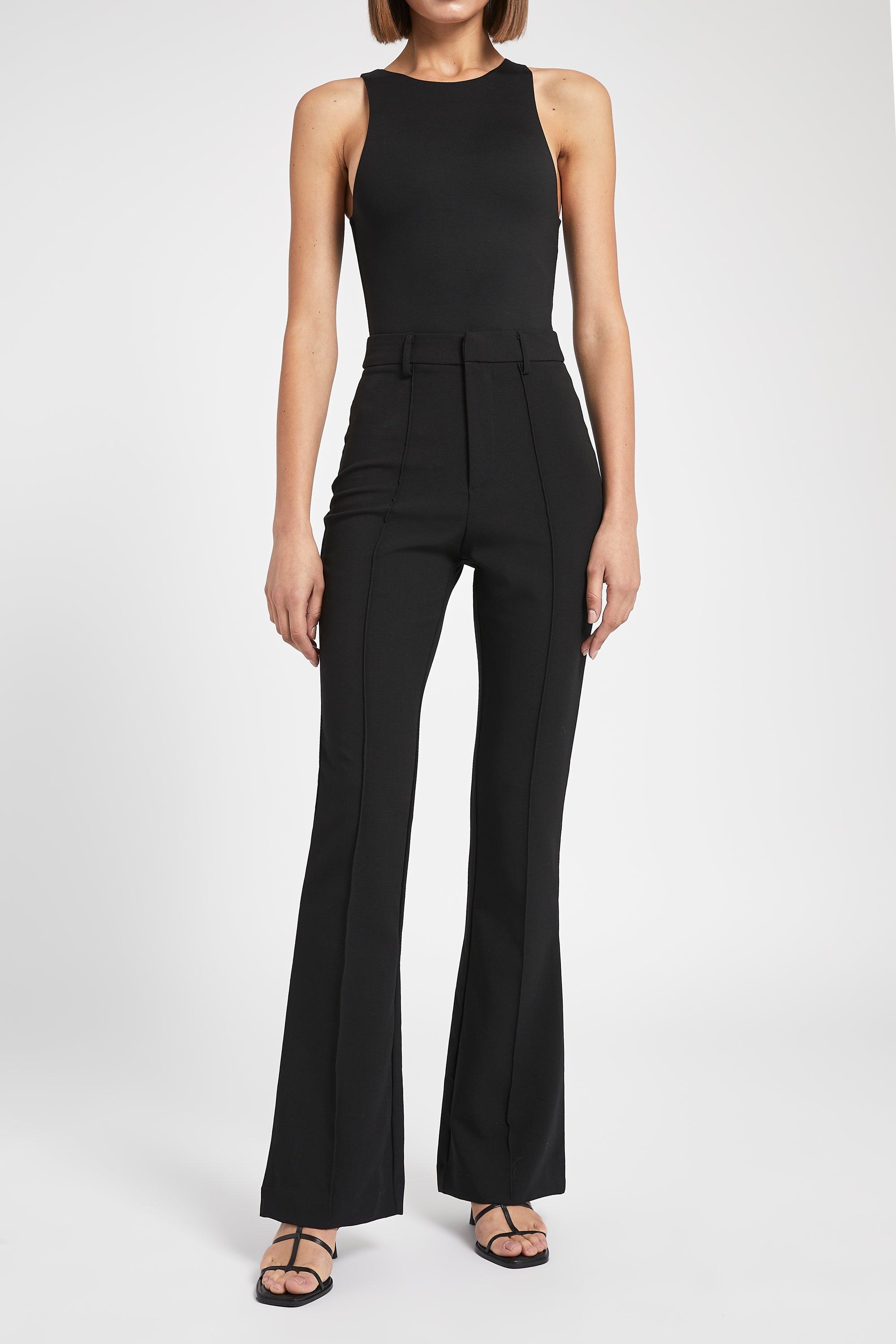 Wide Leg Suit Trousers - Black