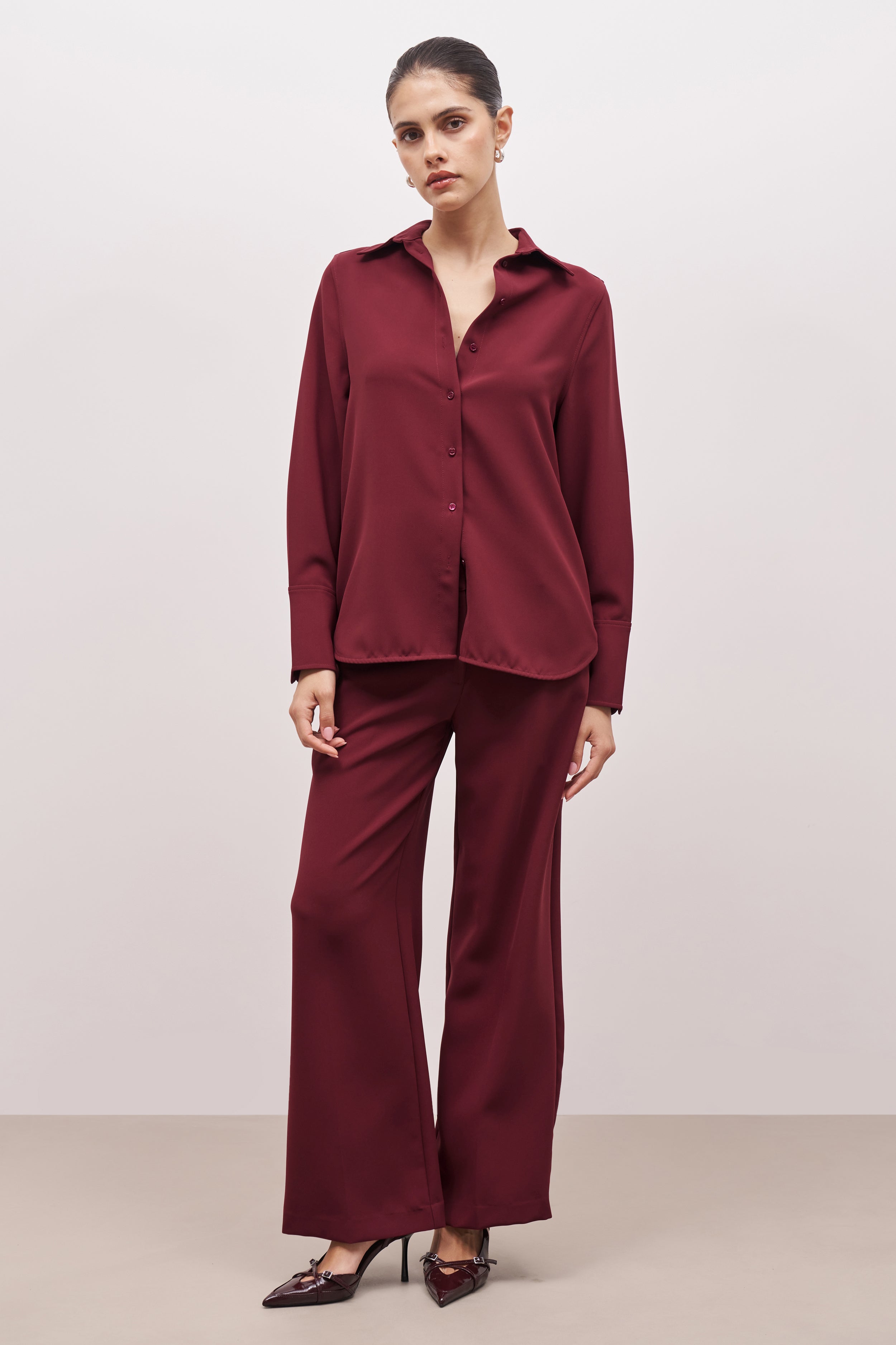 Effortless Oversized Shirt - Burgundy