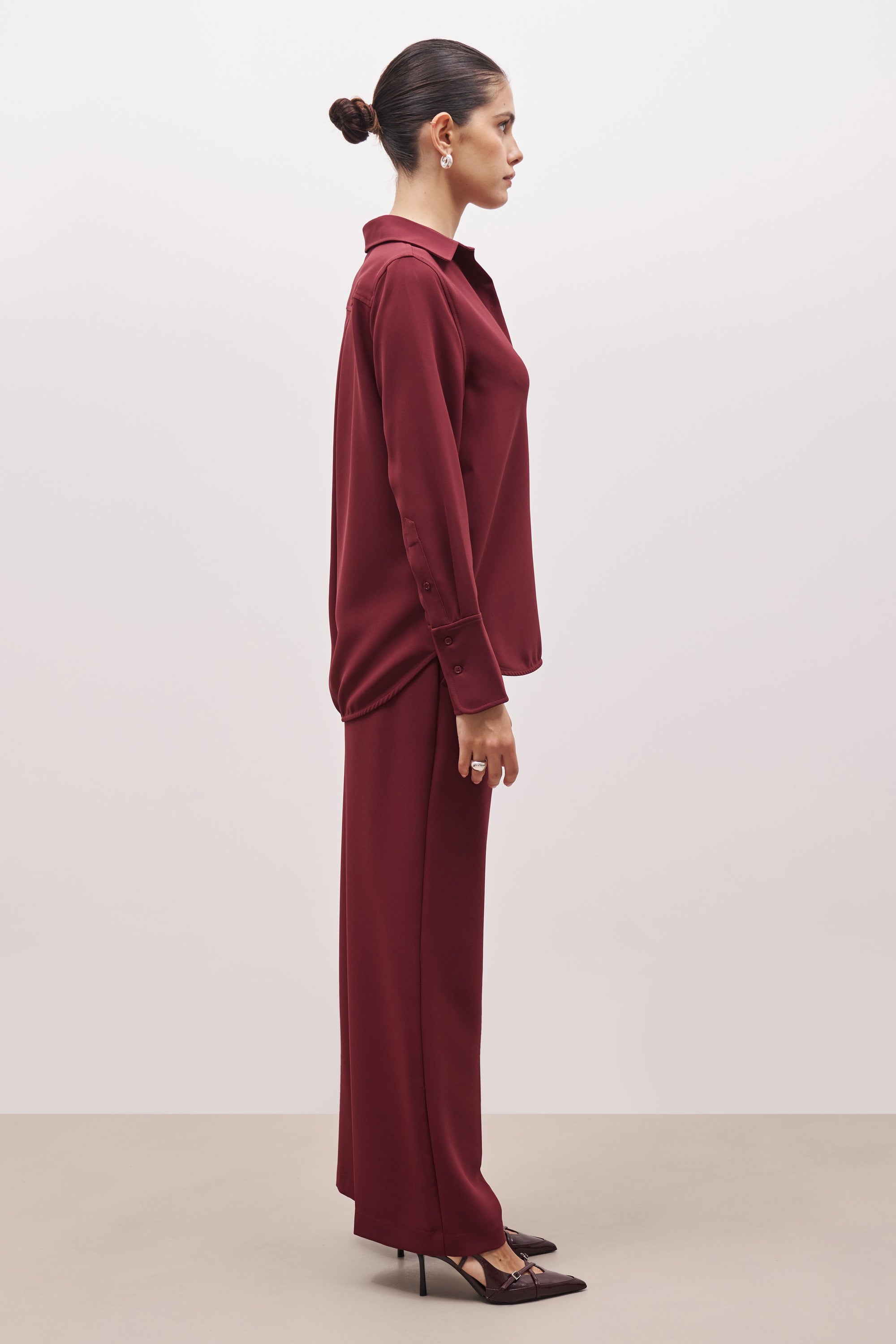 Effortless Oversized Shirt - Burgundy