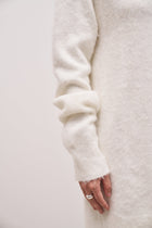 Soft Brushed High Neck Jumper Dress - Cream