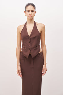 Backless Halter Waistcoat - Truffle