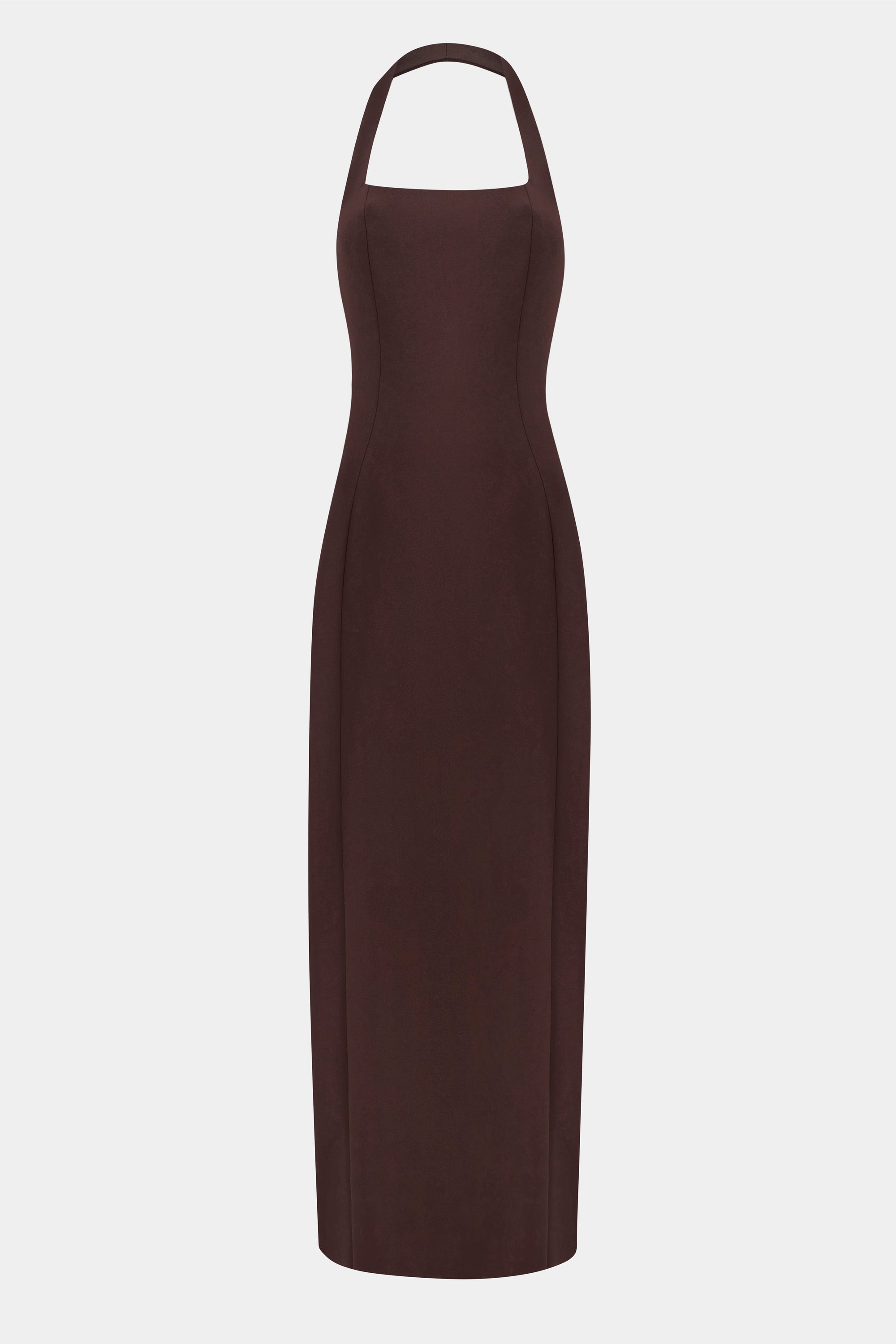 Tailored Halter Midi Dress - Carob