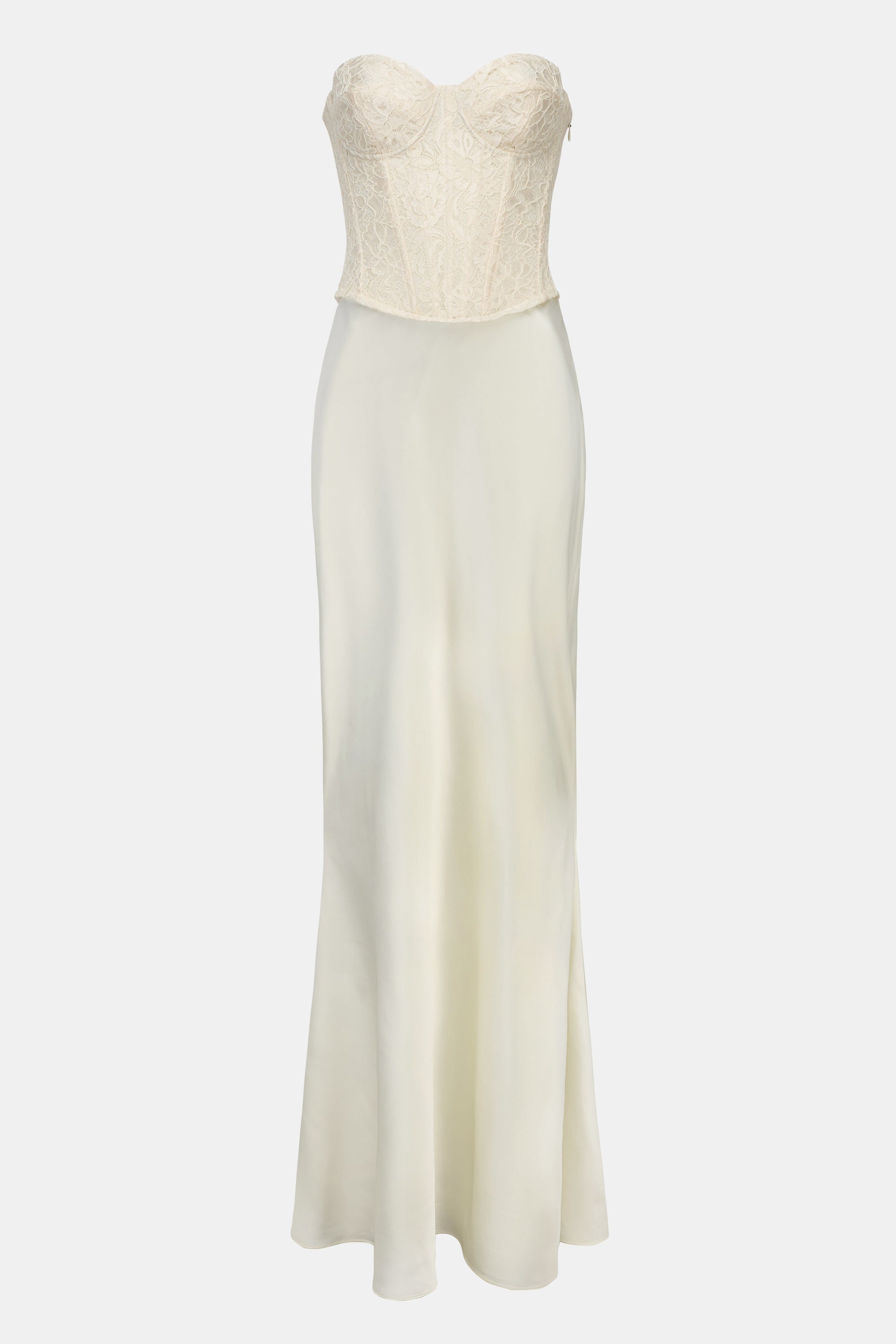 Lace Corset Gown with Sweetheart Neckline - Cream