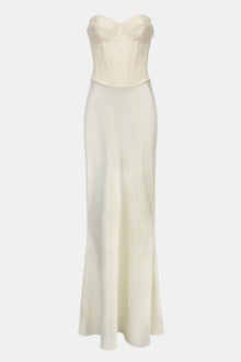 Lace Corset Gown with Sweetheart Neckline - Cream