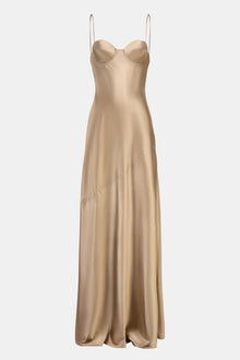 Satin Cup Detail Slip Dress - Bronze