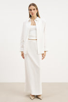 Linen Long Sleeve Boyfriend Shirt - White