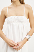 Ruched Cotton Maxi Dress - White