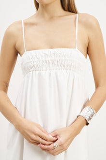Ruched Cotton Maxi Dress - White