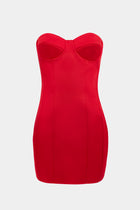 Satin Column Corset Mini Dress - Scarlet