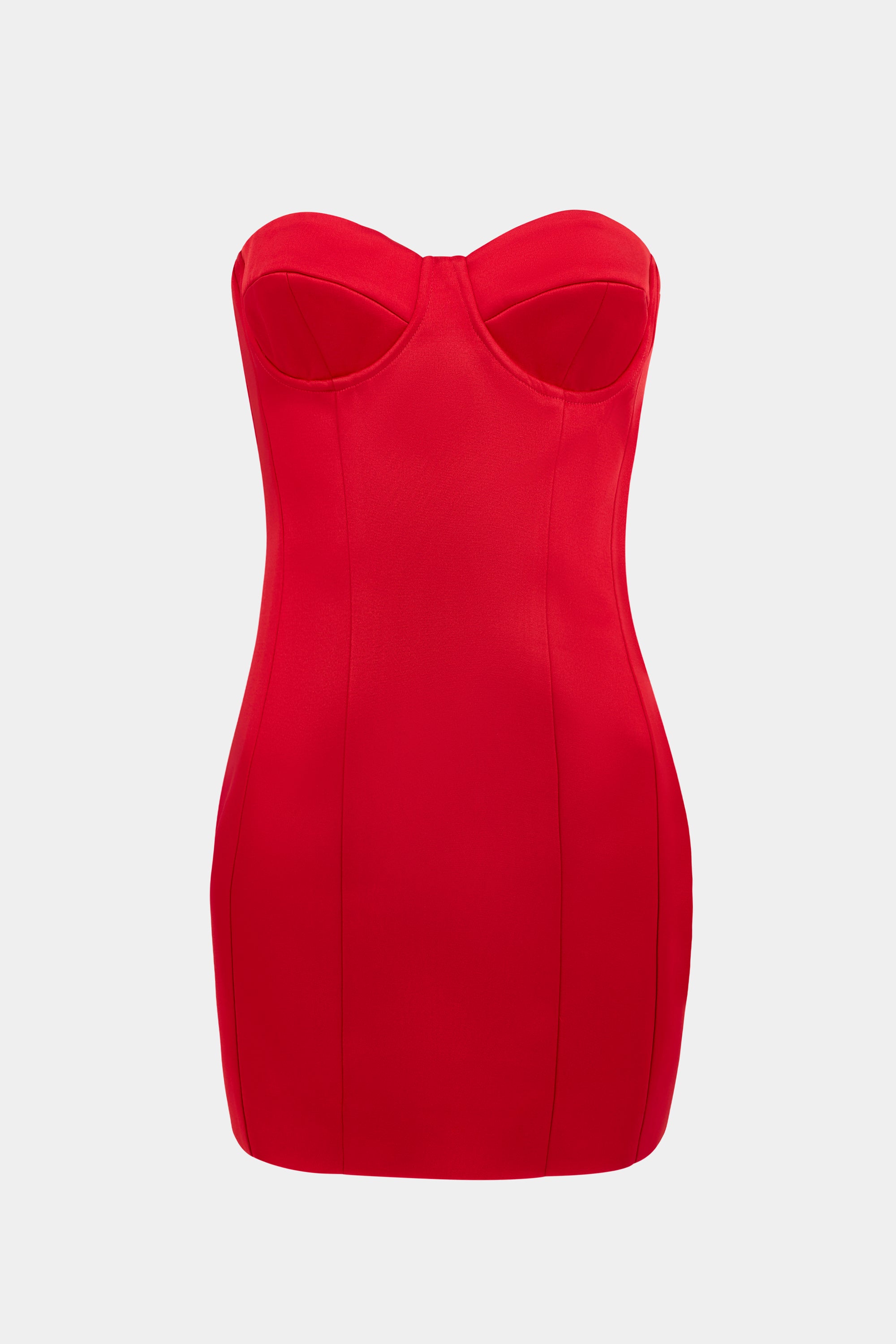 Satin Column Corset Mini Dress - Scarlet