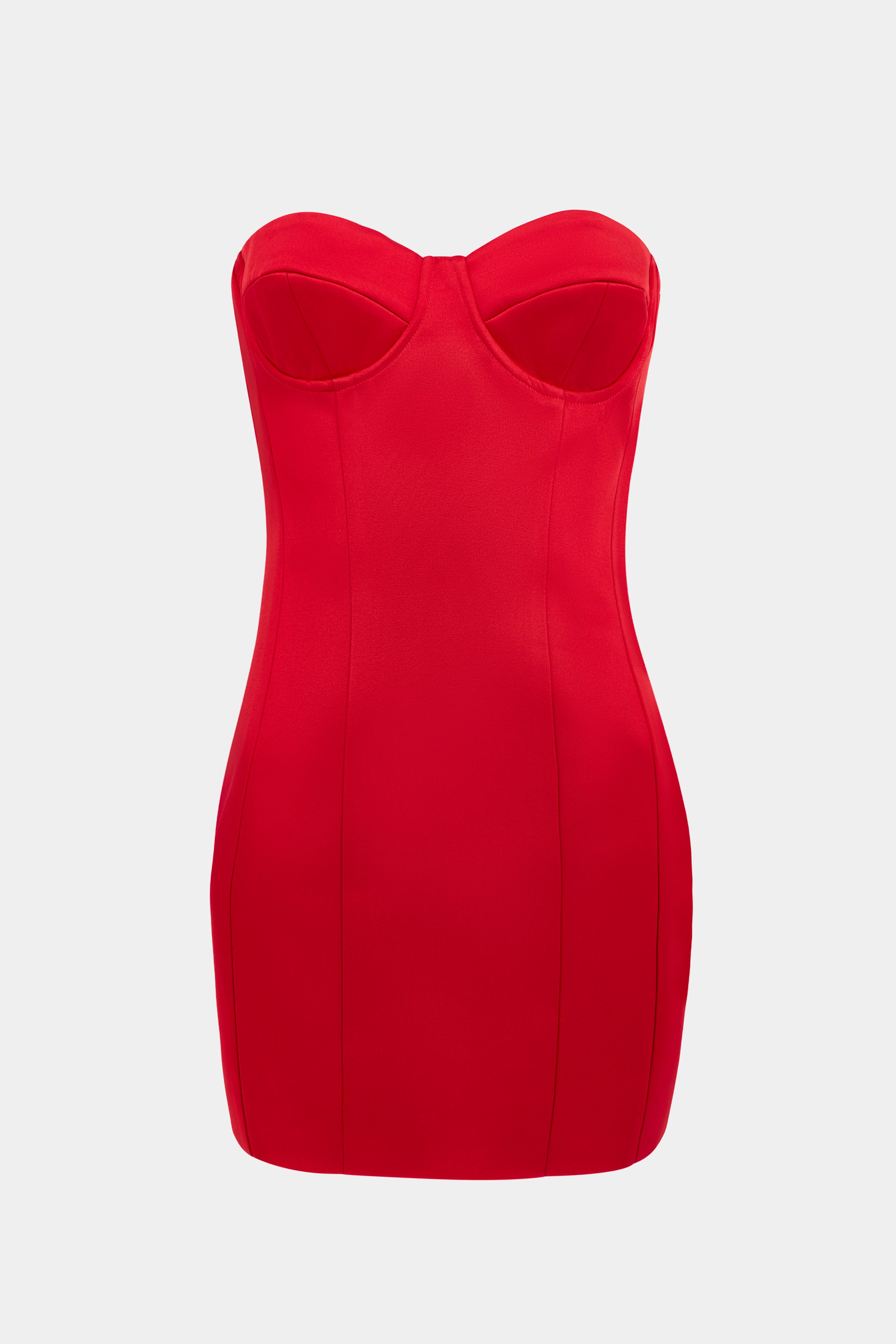 Satin Column Corset Mini Dress - Scarlet