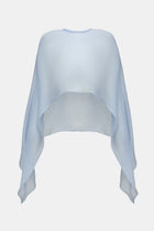 Sheer Chiffon Curved Hem Cape - Powder Blue