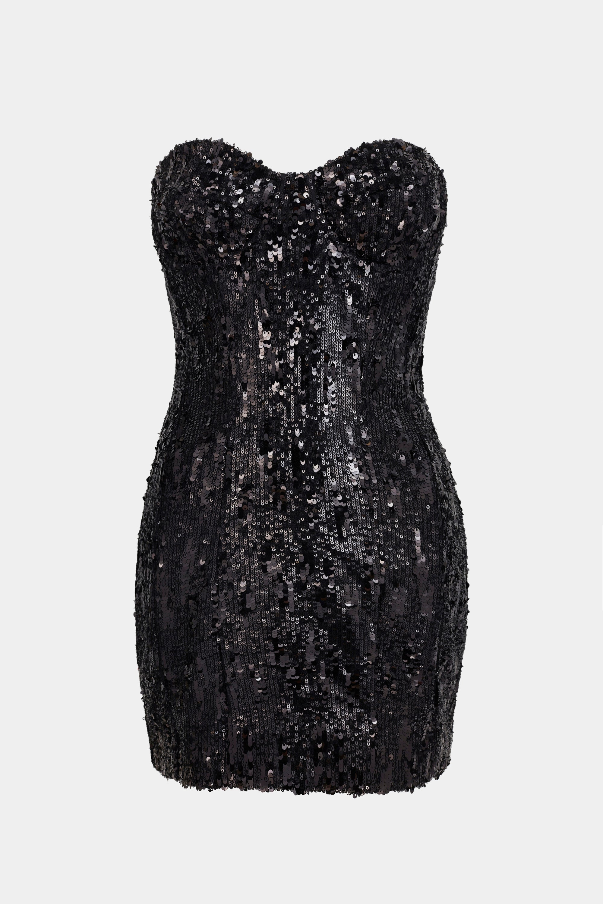 Sequin Column Corset Mini Dress - Black