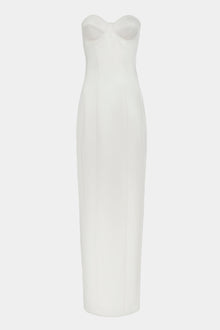 Satin Column Corset Maxi Dress - Cream