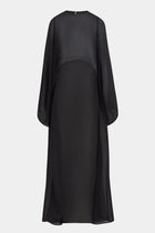 Sheer Chiffon Cape Blouse - Black