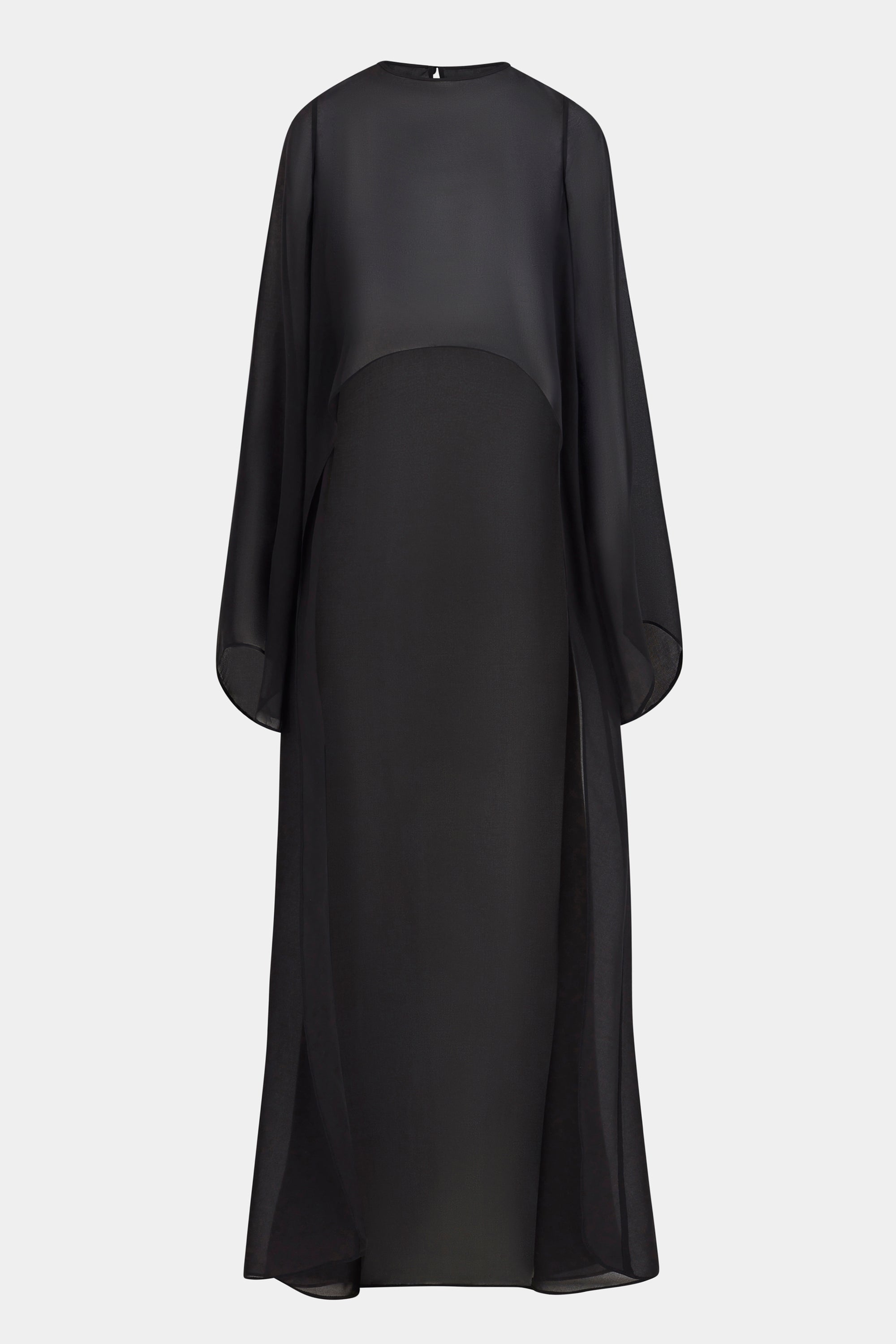 Sheer Chiffon Cape Blouse - Black