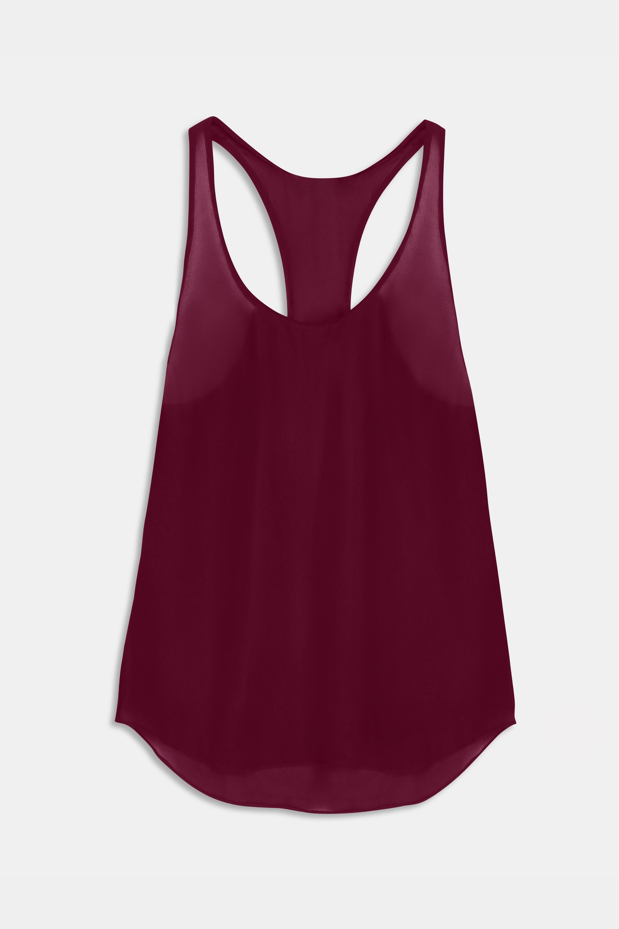 Sheer Plunge U Neck Tank Top - Mulberry