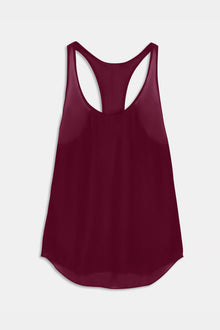 Sheer Plunge U Neck Tank Top - Mulberry