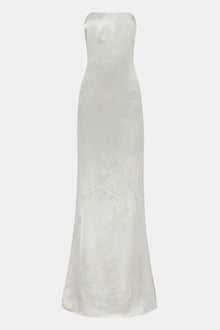 Satin Jacquard Strapless Maxi Dress - Cream