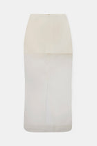 Sheer Organza Column Midi Skirt - Cream