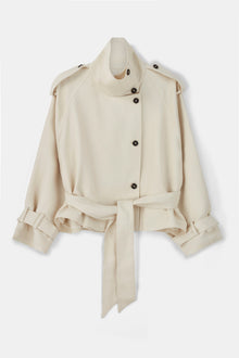 Cropped Funnel Neck Trench - Ecru
