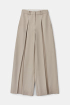 Box Pleat Tailored Wide Leg Trousers - Stone