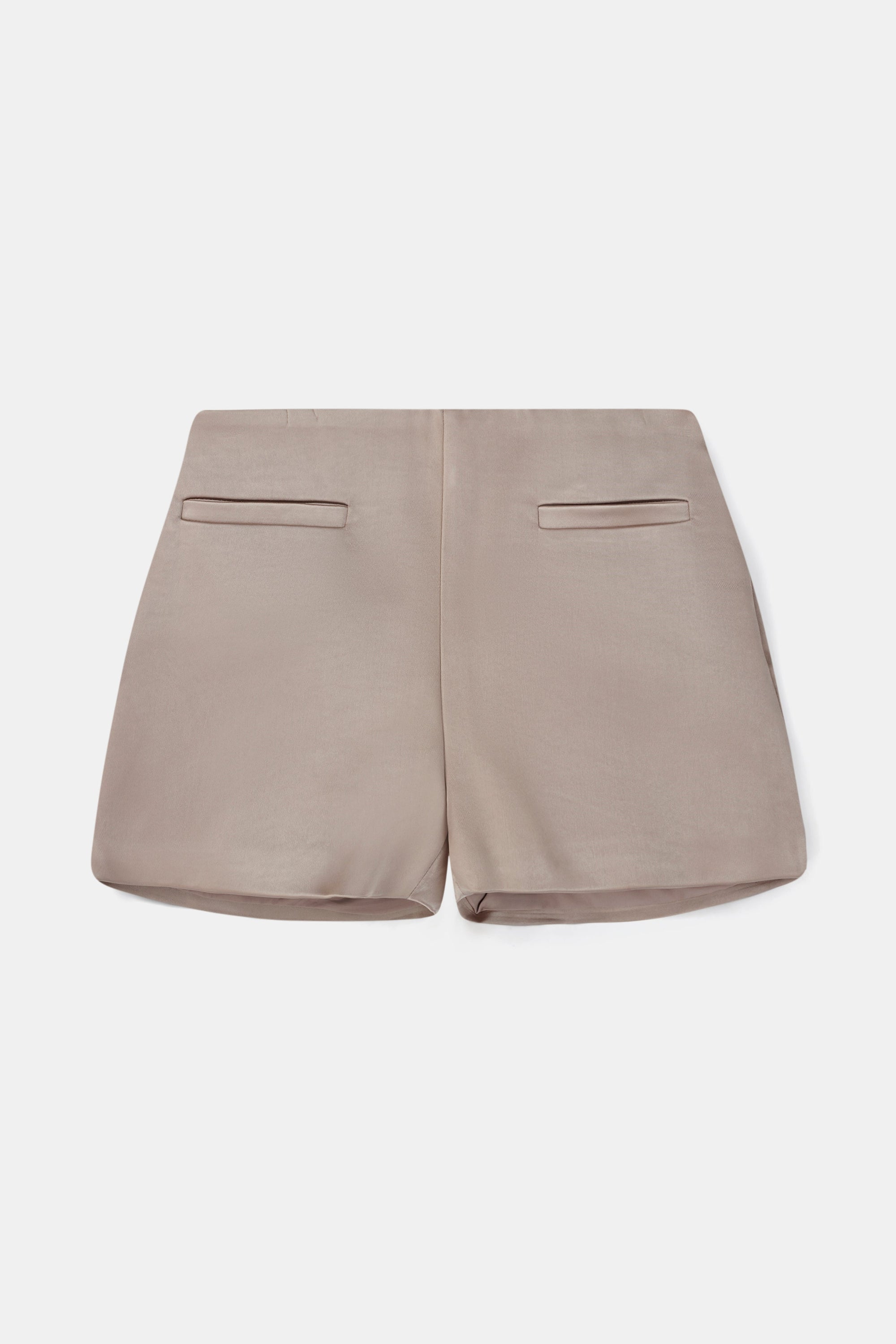 Tailored Satin Micro Shorts - Mink