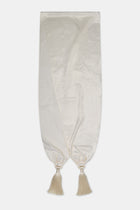 High Gloss Satin Tassel Shawl - Cream