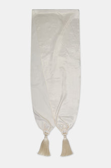 High Gloss Satin Tassel Shawl - Cream