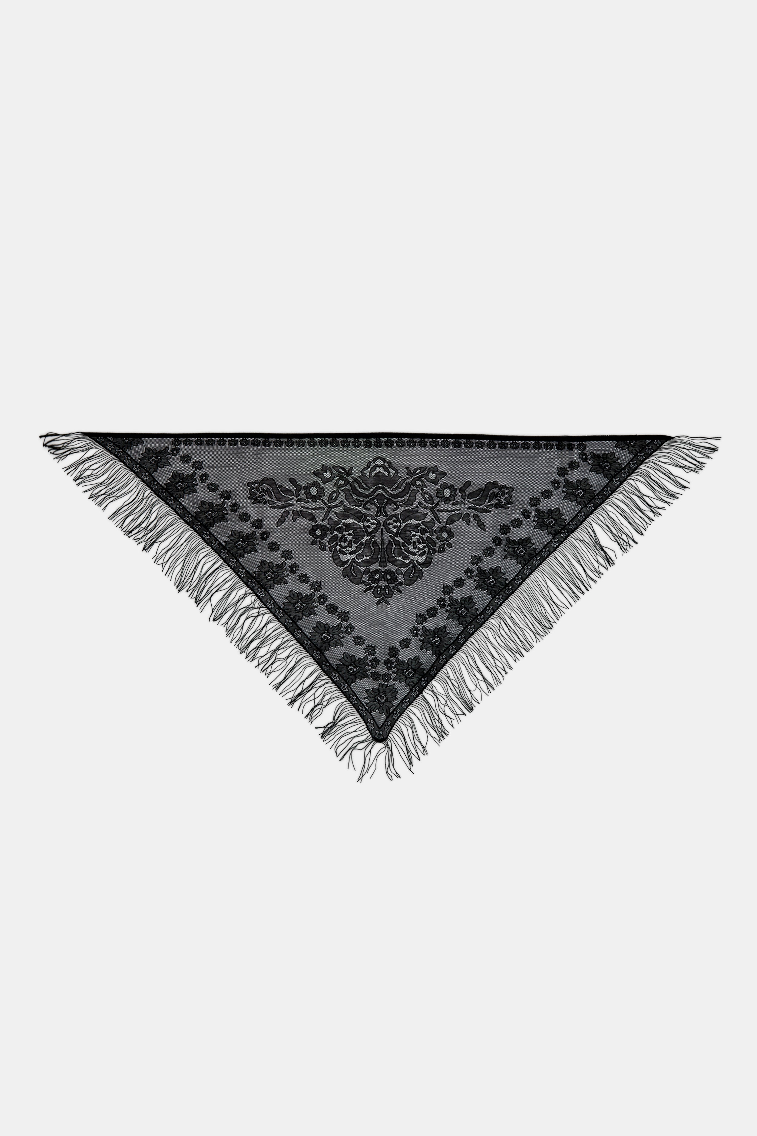 Lace Scarf with Fringing - Black