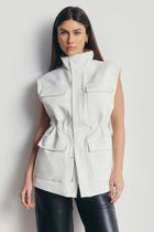 Cotton Sleeveless Utility Vest - White
