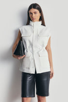 Cotton Sleeveless Utility Vest - White