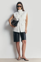 Cotton Sleeveless Utility Vest - White