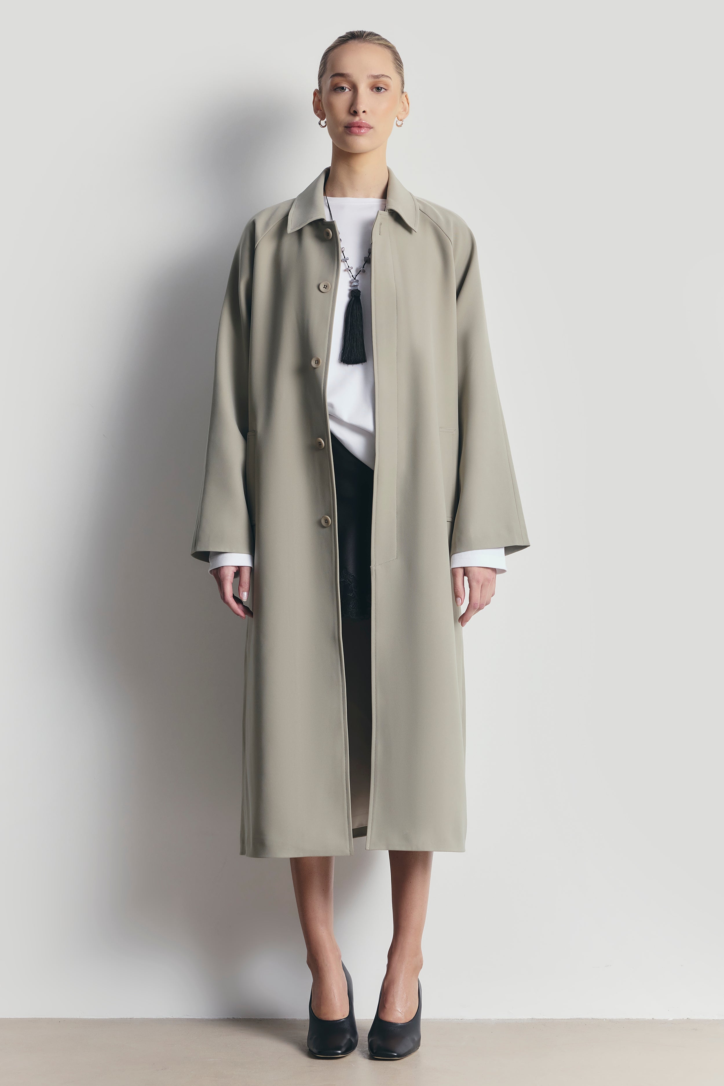 Clean Cut Longline Driving Coat - Antique Sage