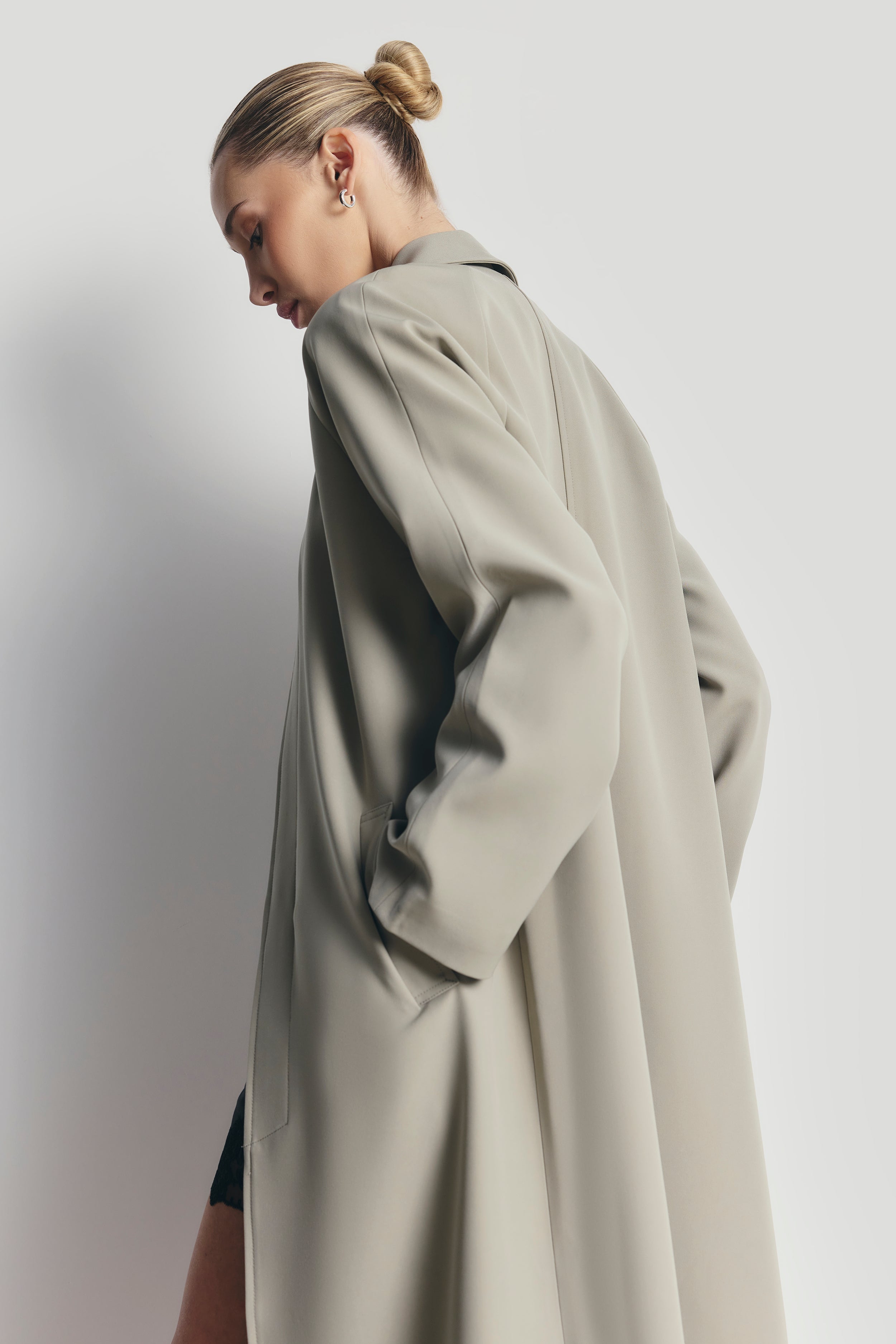 Clean Cut Longline Driving Coat - Antique Sage