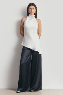 Cowl Neck Asymmetric Top - White