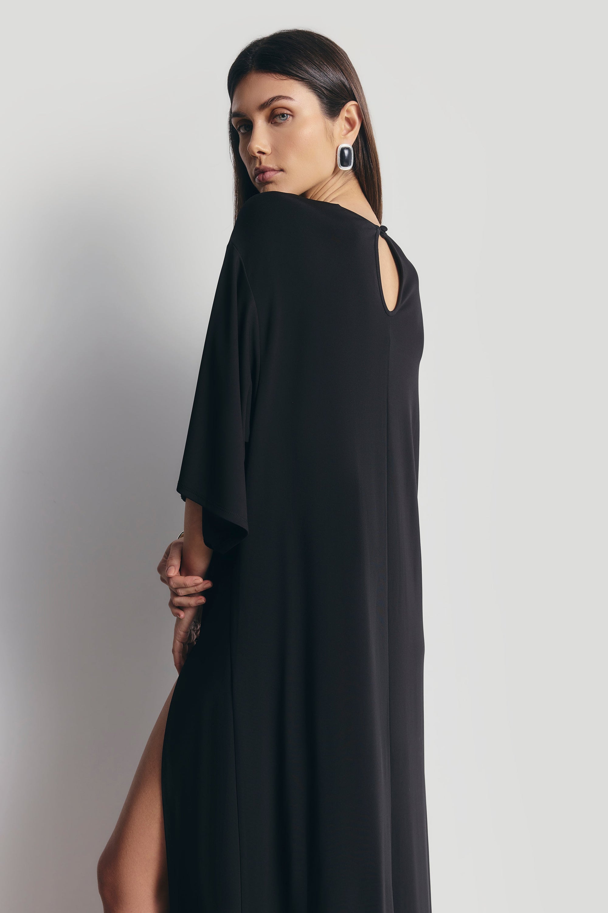 Relaxed Dropped Waist T-Shirt Gown - Black