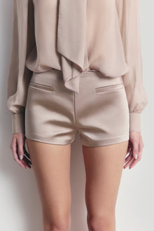 Tailored Satin Micro Shorts - Mink
