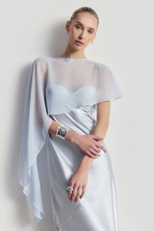 Sheer Chiffon Asymmetric Cape - Powder Blue
