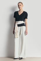 High Gloss Satin Tassel Shawl - Cream