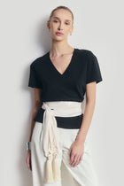 High Gloss Satin Tassel Shawl - Cream