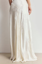 Satin Jacquard Asymmetric Panel Gown - Cream