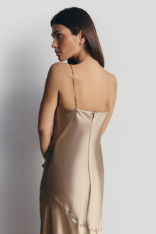 Satin Cup Detail Slip Dress - Bronze