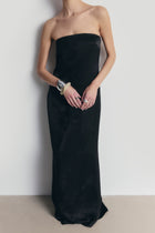Satin Jacquard Strapless Maxi Dress - Black
