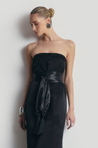 High Gloss Satin Tassel Shawl - Black